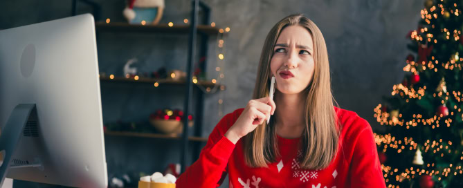 Photo of lovely girl write santa claus letter dressed christmas garment tradition atmosphere decor vibe house indoors room